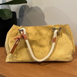 Yellow Floral Suede Purse Claudia Firenze